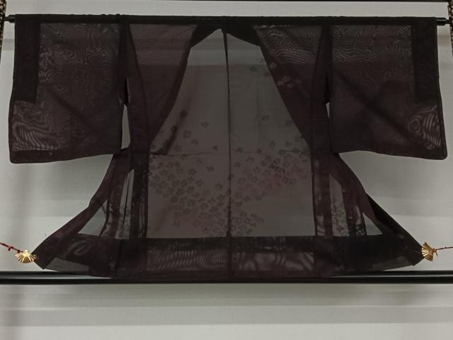平和屋着物▽羽織　スリーシーズン　春夏秋　塵除け　舞花文　黒地　正絹　逸品　未使用　AABL6921jh