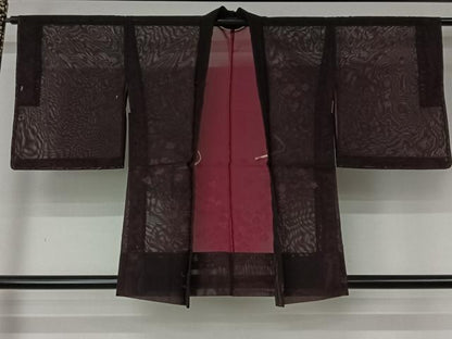平和屋着物▽羽織　スリーシーズン　春夏秋　塵除け　舞花文　黒地　正絹　逸品　未使用　AABL6921jh