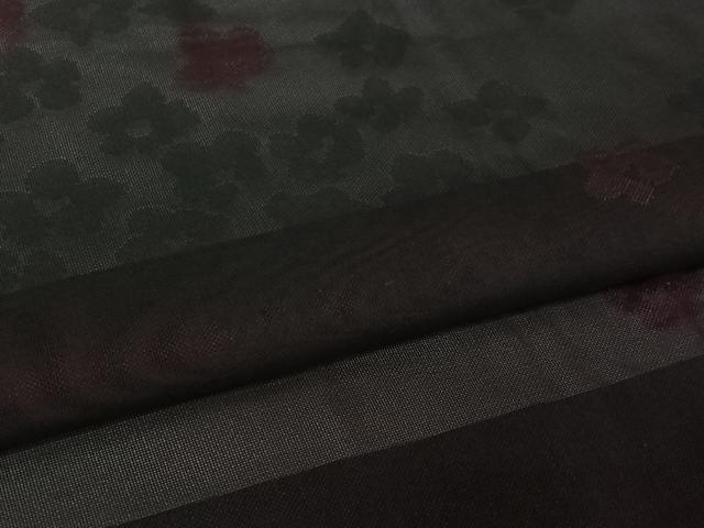 平和屋着物▽羽織　スリーシーズン　春夏秋　塵除け　舞花文　黒地　正絹　逸品　未使用　AABL6921jh