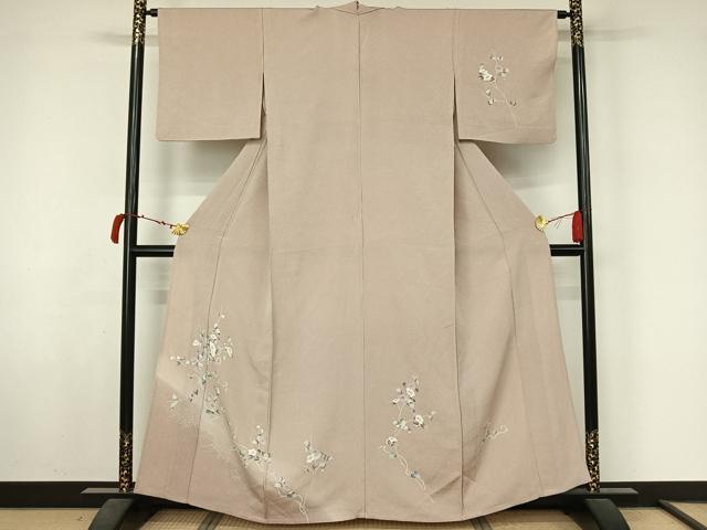平和屋着物▽訪問着　単衣　友禅　枝花文　暈し染め　正絹　逸品　AABL6922jh