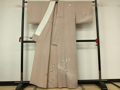 平和屋着物▽訪問着　単衣　友禅　枝花文　暈し染め　正絹　逸品　AABL6922jh