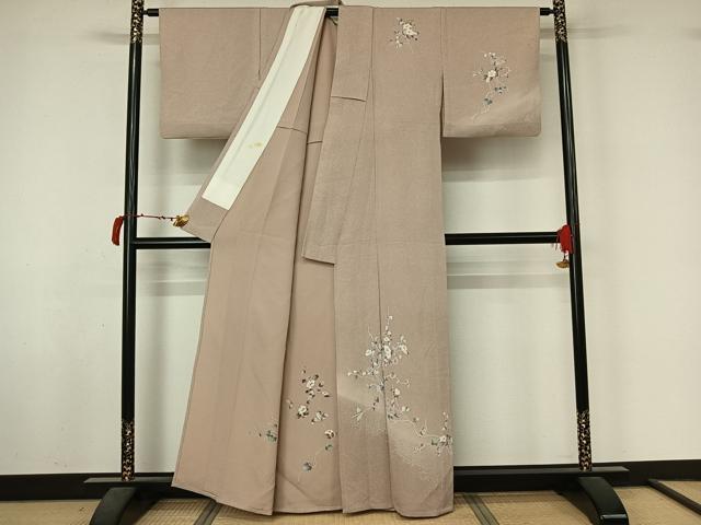 平和屋着物▽訪問着　単衣　友禅　枝花文　暈し染め　正絹　逸品　AABL6922jh