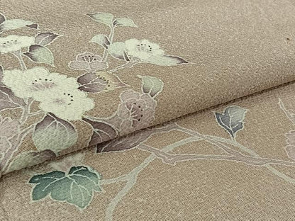 平和屋着物▽訪問着　単衣　友禅　枝花文　暈し染め　正絹　逸品　AABL6922jh