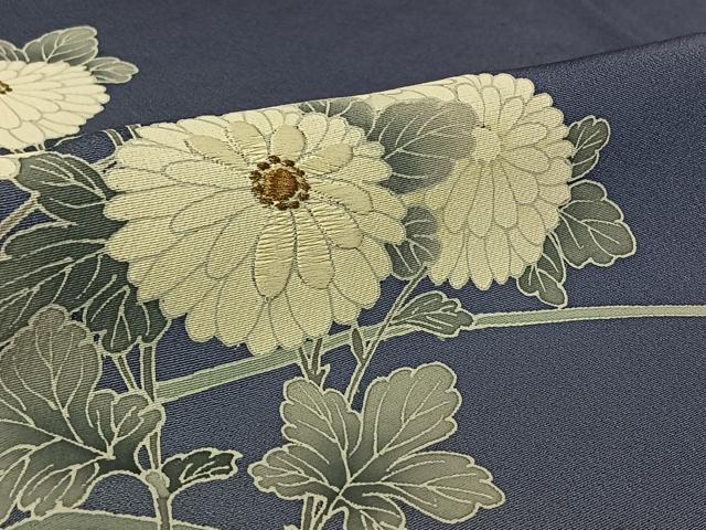 平和屋着物▽訪問着　単衣　刺繍　草花文　暈し染め　金糸　正絹　逸品　AABL6927jh