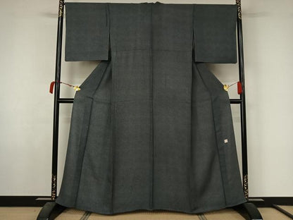 平和屋着物▽江戸小紋　単衣　鮫小紋柄　草木染　正絹　逸品　AABL6930jh