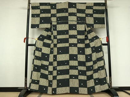 平和屋着物▽上質な小紋　単衣　成り物　正絹　逸品　AABL6931jh