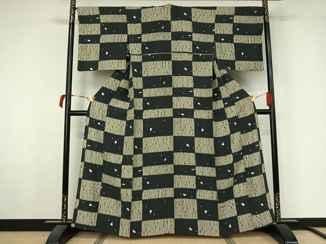 平和屋着物▽上質な小紋　単衣　成り物　正絹　逸品　AABL6931jh
