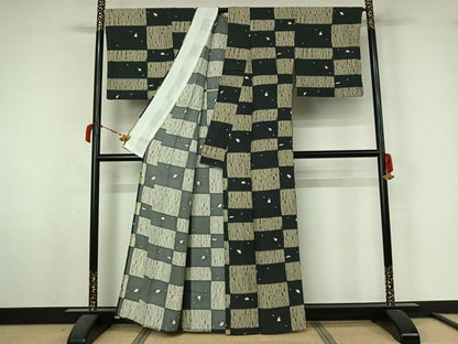 平和屋着物▽上質な小紋　単衣　成り物　正絹　逸品　AABL6931jh