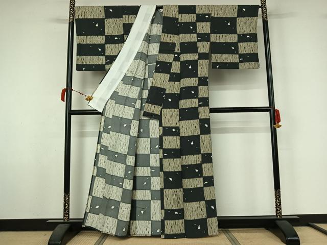 平和屋着物▽上質な小紋　単衣　成り物　正絹　逸品　AABL6931jh