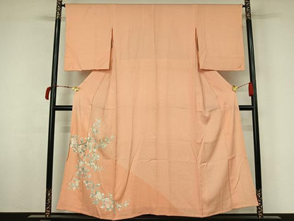 平和屋着物▽色留訪問着　単衣　枝花文　正絹　逸品　AABL6932jh