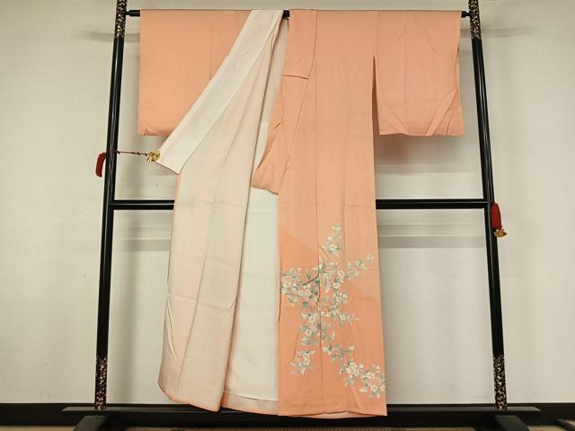 平和屋着物▽色留訪問着　単衣　枝花文　正絹　逸品　AABL6932jh