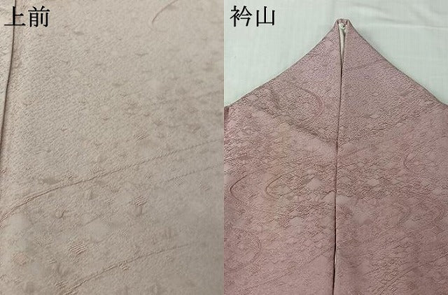 平和屋着物▽上質な色無地　単衣　流水箔散らし地紋　淡紅藤色　正絹　逸品　AABL6934jh