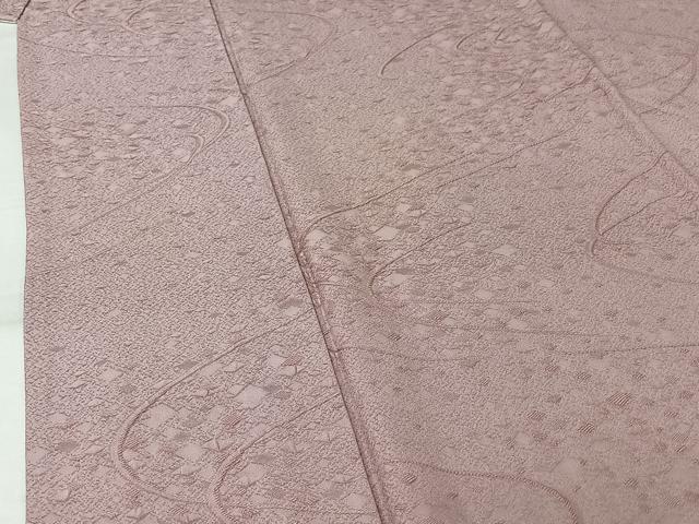 平和屋着物▽上質な色無地　単衣　流水箔散らし地紋　淡紅藤色　正絹　逸品　AABL6934jh