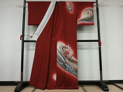 平和屋着物▽訪問着　単衣　花蝶文　暈し染め　正絹　逸品　AABL6937jh