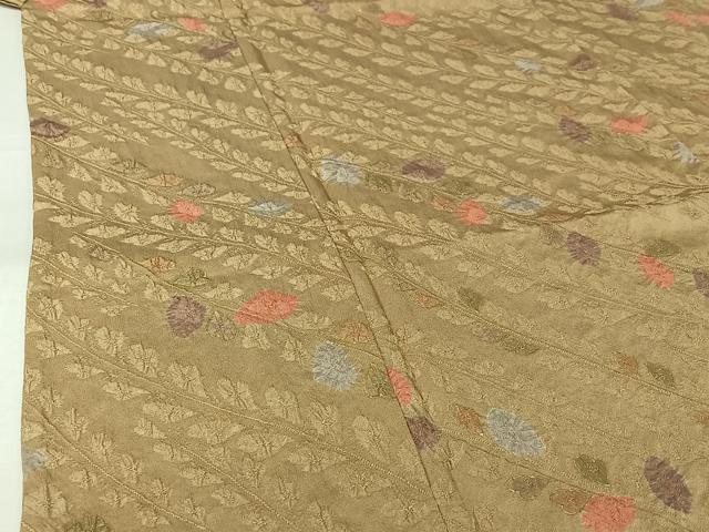 平和屋着物▽上質な小紋　単衣　草葉文　金彩　正絹　逸品　AABL6939jh