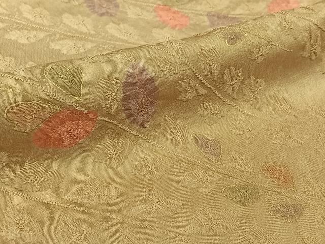 平和屋着物▽上質な小紋　単衣　草葉文　金彩　正絹　逸品　AABL6939jh