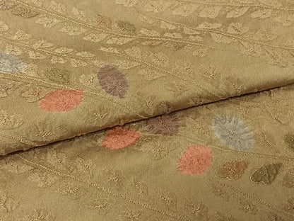 平和屋着物▽上質な小紋　単衣　草葉文　金彩　正絹　逸品　AABL6939jh