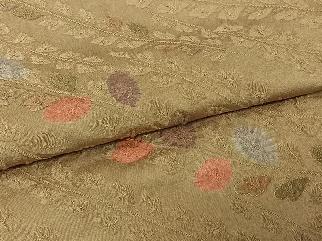 平和屋着物▽上質な小紋　単衣　草葉文　金彩　正絹　逸品　AABL6939jh
