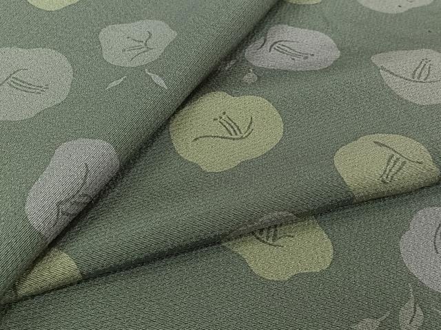 平和屋着物▽上質な小紋　単衣　草花文　正絹　逸品　AABL6940jh