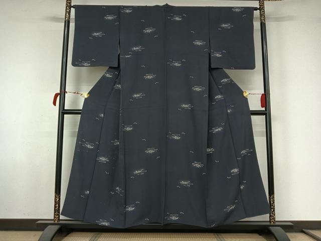 平和屋着物▽上質な小紋　単衣　南天文　正絹　逸品　AABL6944jh