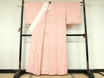 平和屋着物▽上質な色無地　単衣　草花地紋　虹色　正絹　逸品　AABL6945jh