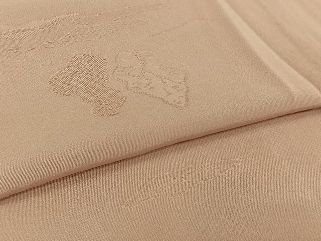 平和屋着物▽上質な色無地　単衣　風景地紋　肌色　正絹　逸品　AABL6946jh