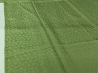 平和屋着物▽上質な色無地　単衣　花尽くし地紋　薄萌葱色　正絹　逸品　AABL6947jh