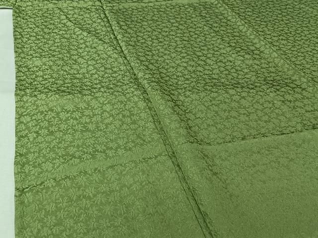 平和屋着物▽上質な色無地　単衣　花尽くし地紋　薄萌葱色　正絹　逸品　AABL6947jh