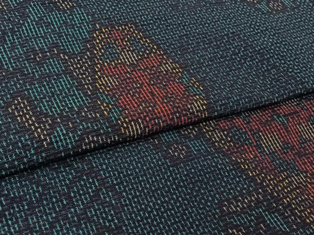 平和屋着物▽上質な紬　単衣　亀甲花文　正絹　逸品　未使用　AABL6948jh