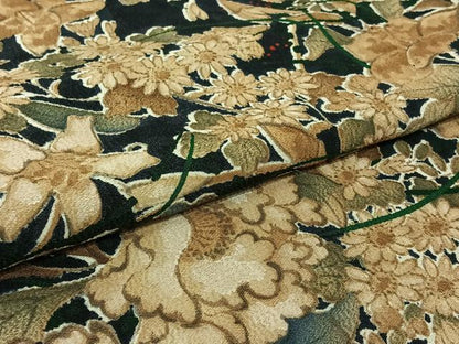 平和屋着物▽上質な小紋　単衣　手描き　草花文　正絹　逸品　AABL6949jh