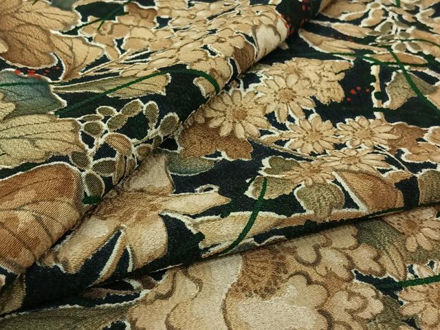 平和屋着物▽上質な小紋　単衣　手描き　草花文　正絹　逸品　AABL6949jh