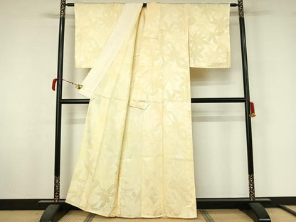 平和屋着物▽上質な小紋　単衣　草葉文　暈し染め　正絹　逸品　AABL6950jh