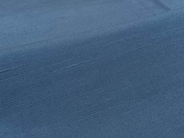 平和屋着物▽上質な紬　単衣　色無地　青藤色　正絹　逸品　AABL6952jh