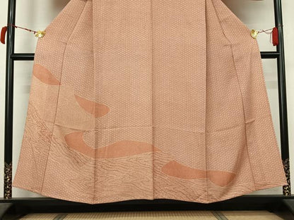平和屋着物▽訪問着　江戸小紋　単衣　霞文　正絹　逸品　AABL6953jh