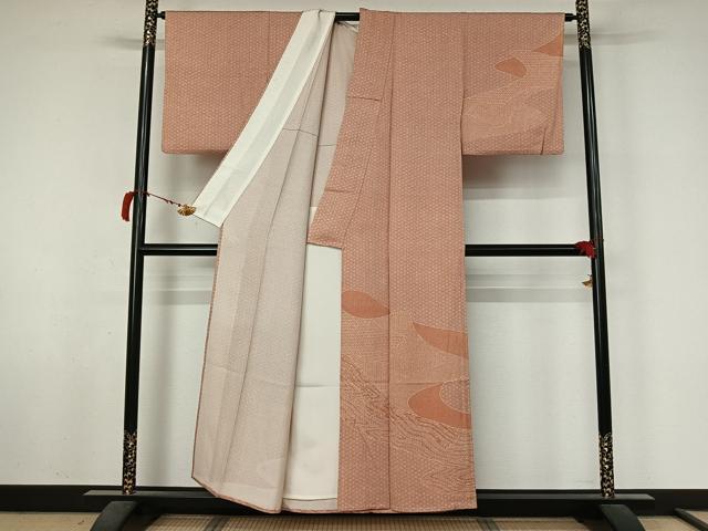平和屋着物▽訪問着　江戸小紋　単衣　霞文　正絹　逸品　AABL6953jh