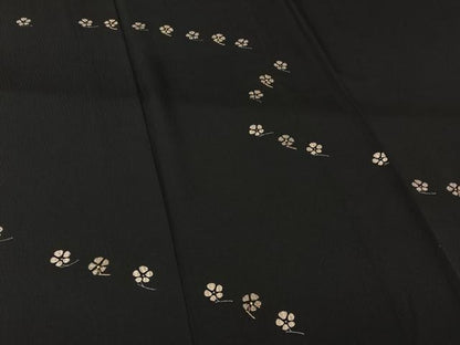 平和屋着物▽訪問着　単衣　竹屋町刺繍　舞花文　黒地　金銀彩　金糸　鈴乃屋扱い　正絹　逸品　AABL6958jh