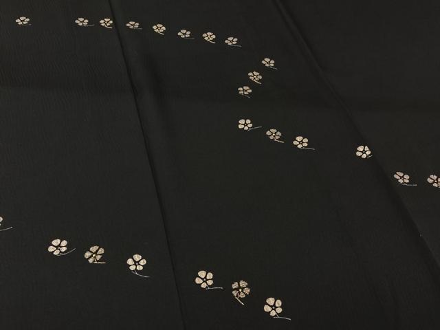平和屋着物▽訪問着　単衣　竹屋町刺繍　舞花文　黒地　金銀彩　金糸　鈴乃屋扱い　正絹　逸品　AABL6958jh