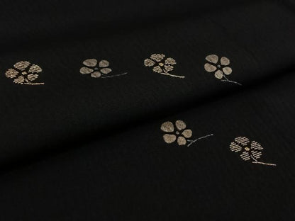 平和屋着物▽訪問着　単衣　竹屋町刺繍　舞花文　黒地　金銀彩　金糸　鈴乃屋扱い　正絹　逸品　AABL6958jh