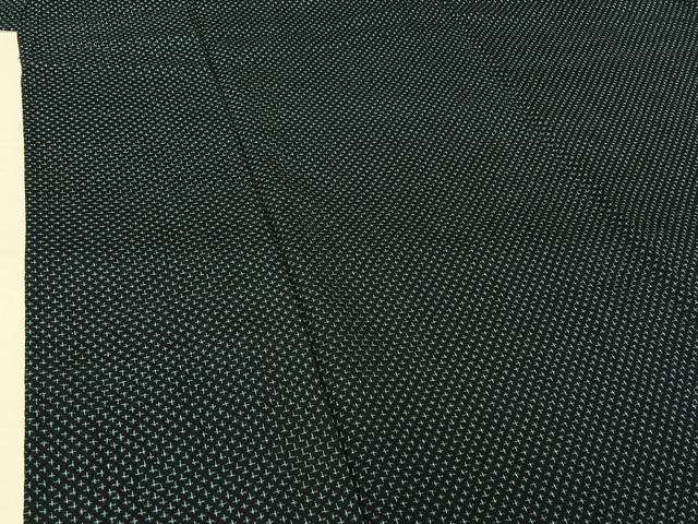 平和屋着物▽お召　単衣　十字絣　正絹　逸品　AABL6963jh