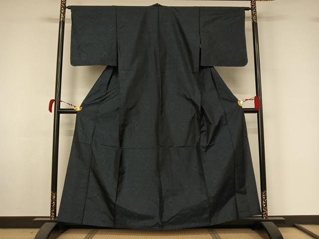 平和屋着物▽本場大島紬　単衣　幾何学文様　正絹　逸品　未使用　AABL6971jh