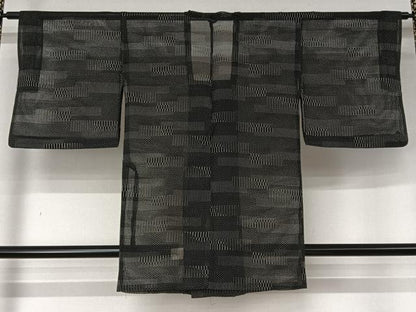平和屋着物▽道行コート　スリーシーズン　春夏秋　塵除け　横段文　正絹　逸品　AABL6972jh