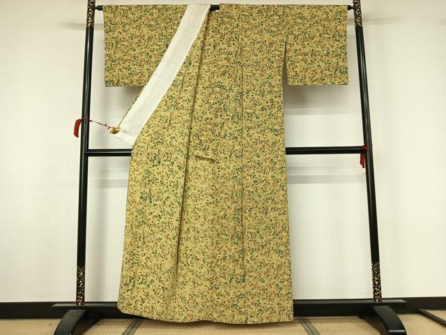 平和屋着物▽上質な小紋　単衣　手描き　人物文　正絹　逸品　AABL6973jh