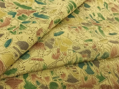 平和屋着物▽上質な小紋　単衣　手描き　人物文　正絹　逸品　AABL6973jh