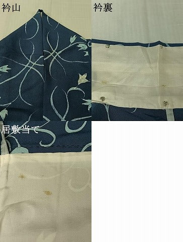 平和屋着物▽上質な小紋　単衣　ろうけつ染め　花唐草文　正絹　逸品　AABL6974jh