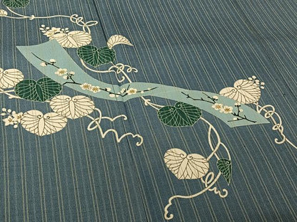 平和屋着物▽訪問着　単衣　お召地　花唐草文　正絹　逸品　AABL6975jh