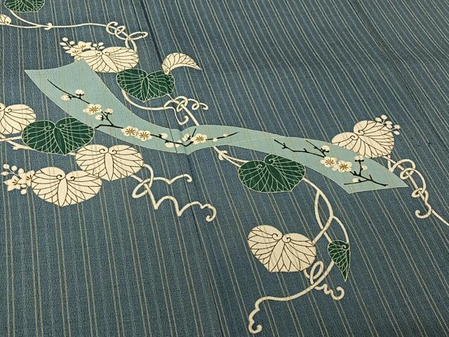平和屋着物▽訪問着　単衣　お召地　花唐草文　正絹　逸品　AABL6975jh