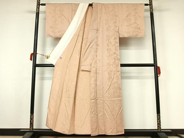 平和屋着物▽上質な小紋　単衣　草花文　正絹　逸品　AABL6976jh