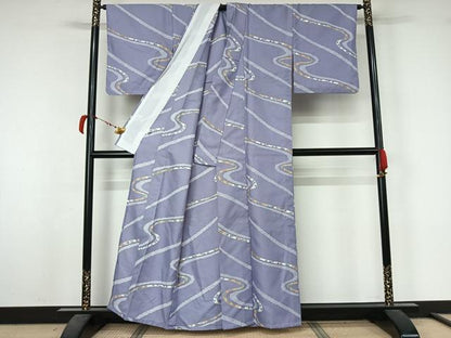 平和屋着物▽小紋　単衣　地紙花文　洗える着物　AABL6981jh