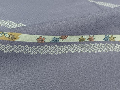 平和屋着物▽小紋　単衣　地紙花文　洗える着物　AABL6981jh