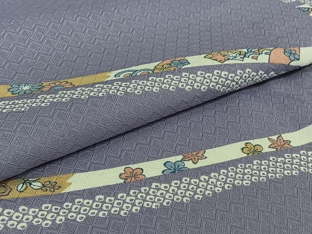平和屋着物▽小紋　単衣　地紙花文　洗える着物　AABL6981jh